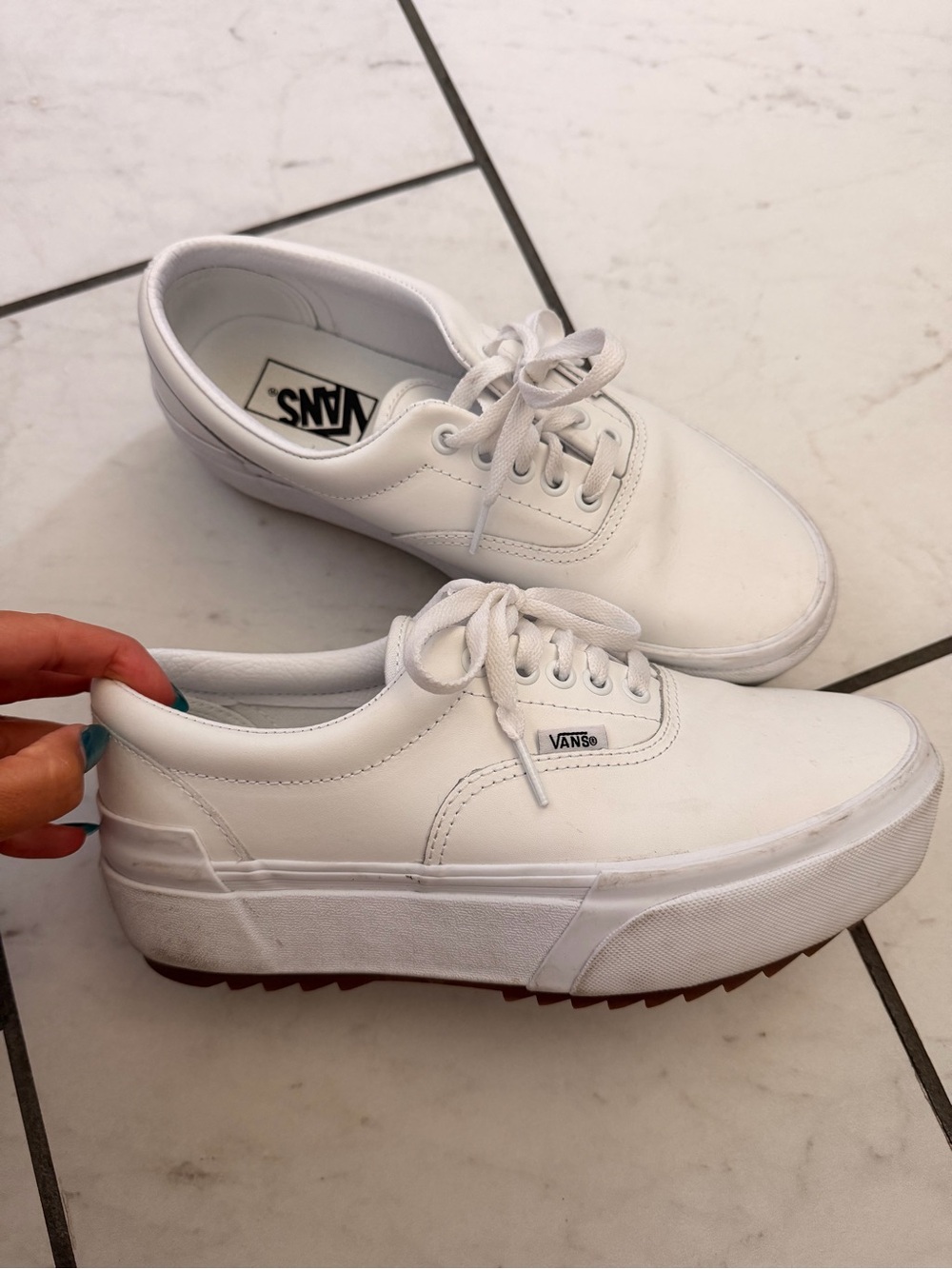 Vans White Platform Lace-Up Sneakers with Elevated Sole